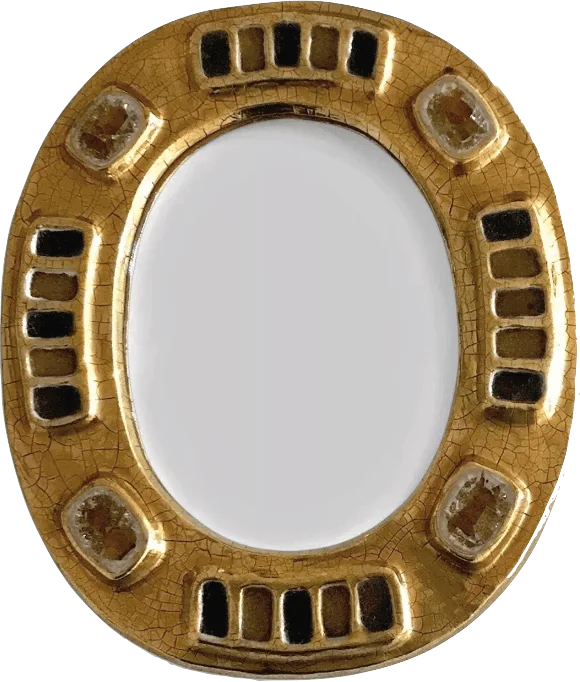 Miroir en céramique dorée
