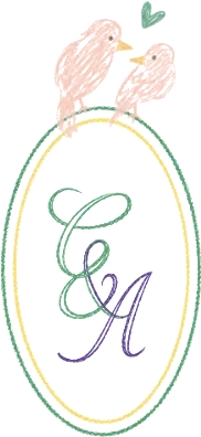 Claire & Arnaud, logo de mariage, deux oiseaux et leurs initiales